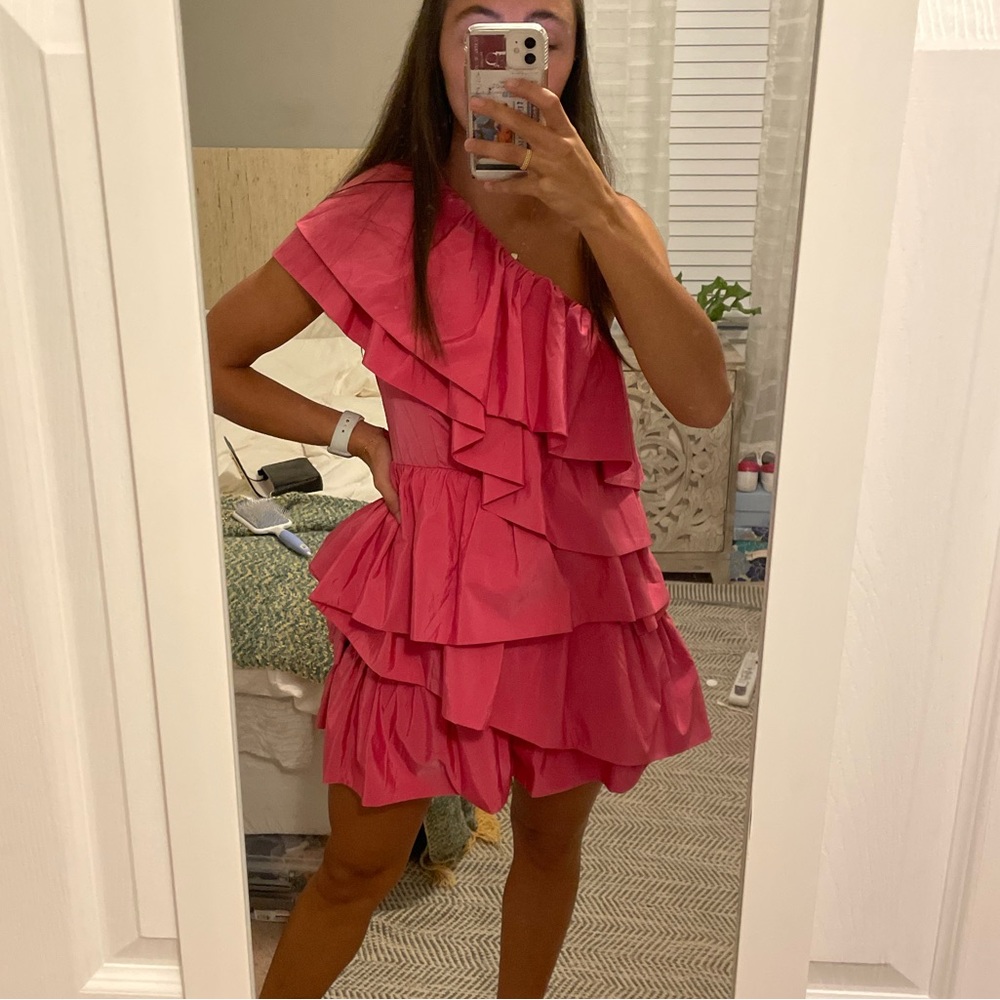 Endless Rose One-Shoulder Ruffled Mini Dress - Picture 2 of 6